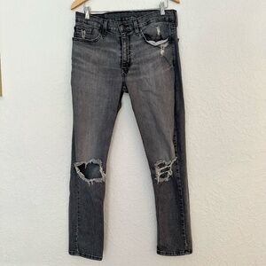 Mens Levi 511 34 x 32 Gray Jeans Distressed Black Label Ripped